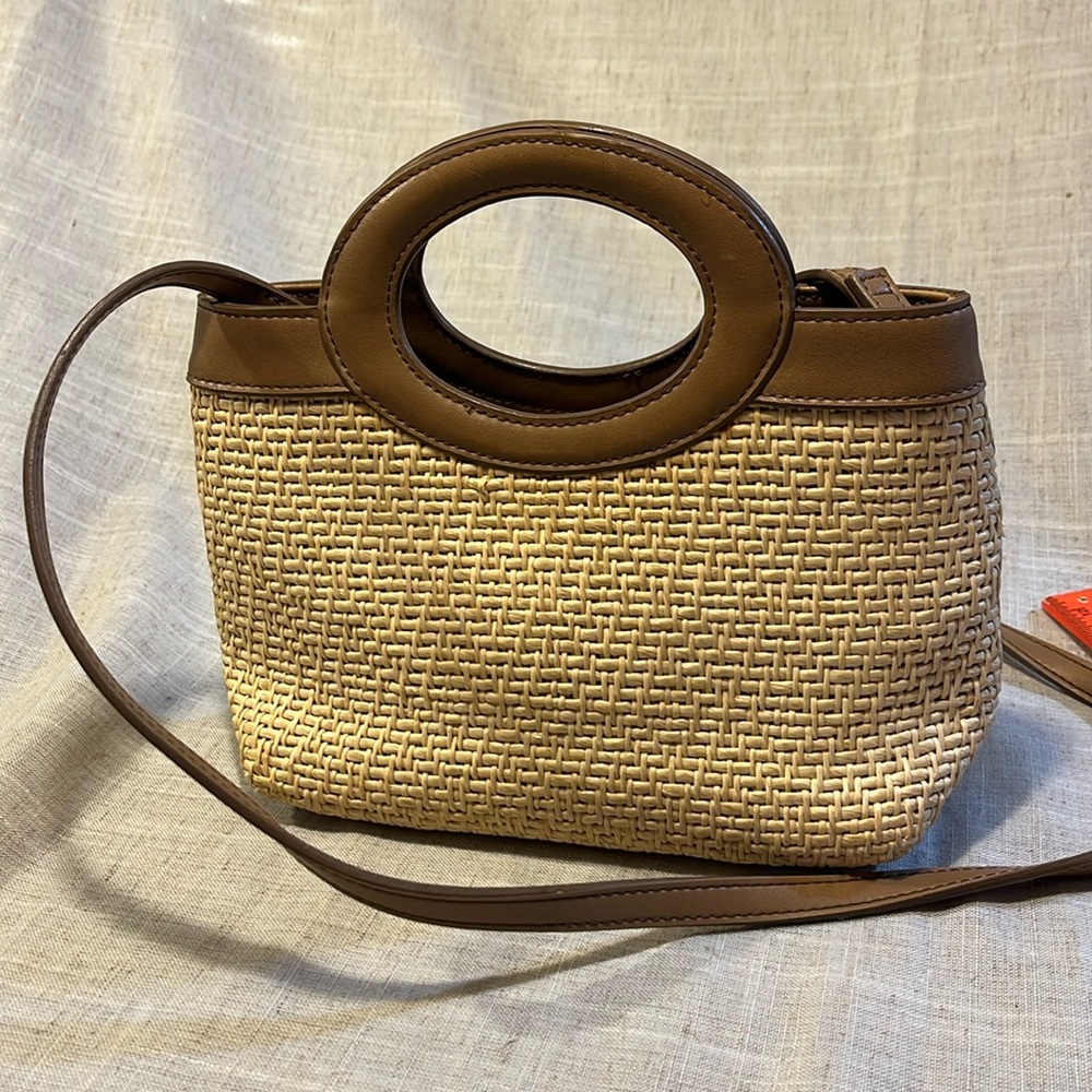 Fossil Brown and Tan Woven Handbag